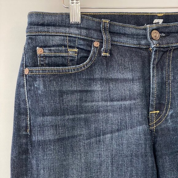 7 For All Mankind Womens Size 28 Bootcut Denim Jeans Dark Wash Low Rise USA Made - Picture 13 of 16
